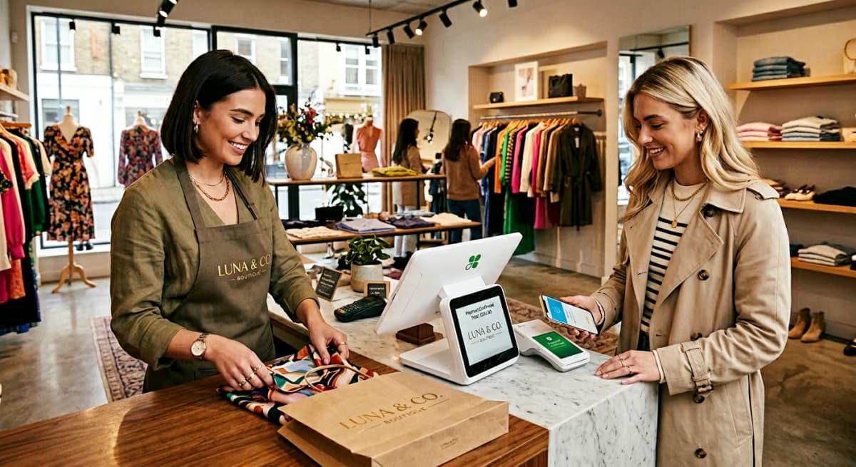 Clover POS system at retail checkout