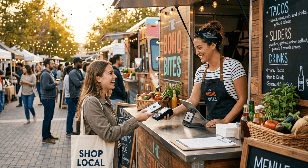 Mobile payment at outdoor vendor